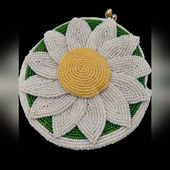 MCM Vintage DeLill Beaded Sunflower Coin Purse Change Purse - Picture 2 of 8